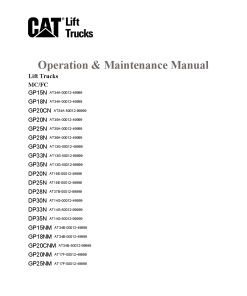 Caterpillar GP20CN, GP- 15 18 20 25 28 30 33 35-N Small Pneumatic 1-5 ton Forklift Operation Maintenance Manual PDF Download