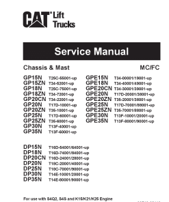 Caterpillar GPE20CN, GP-20 25-ZN, GPE- 15 18 20 25 30 35-N Small Pneumatic 1-5 ton Forklift Repair Service Workshop Manual PDF Download