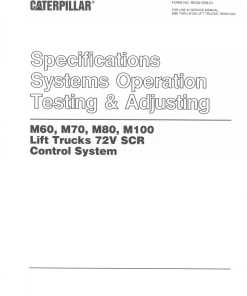Caterpillar M60 M70 M80 M100 - 4 Wheel Battery Counterbalanced Forklift Repair Service Workshop Manual PDF Download