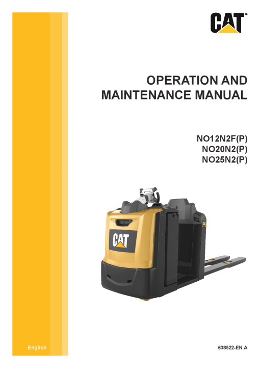 Caterpillar NO12N2FP, NO20N2P, NO25N2P Low Level Order Picker Forklift Operation Maintenance Manual PDF Download