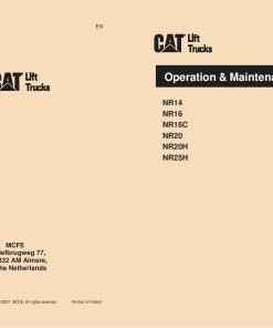 Caterpillar NR14, NR16 (C), NR20 (H), NR25H Reach Truck Forklift Operation Maintenance Manual PDF Download