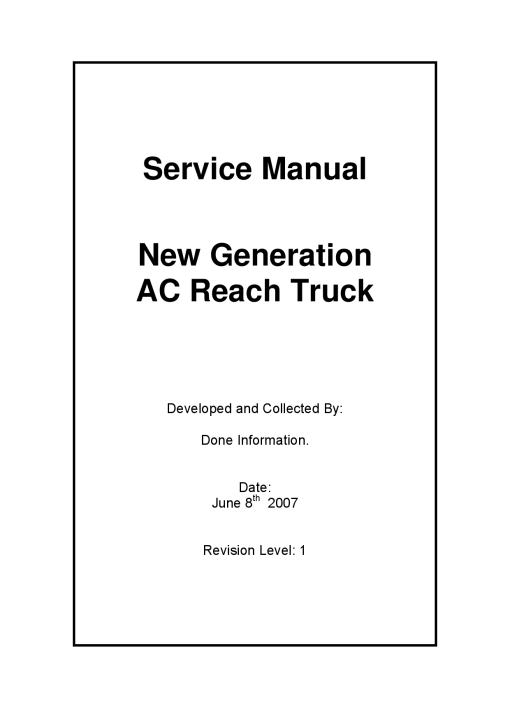 Caterpillar New Generation AC Reach Truck Forklift Repair Service Workshop Manual PDF Download