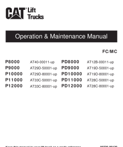 Caterpillar PD8000, PD9000, PD10000, PD11000, PD12000 Medium Pneumatic 4- 5ton Forklift Operation Maintenance Manual PDF Download