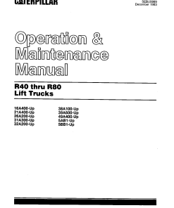 Caterpillar R40, R50, R60, R70, R80,RC60 Medium Pneumatic 4- 5ton Forklift Operation Maintenance Manual PDF Download