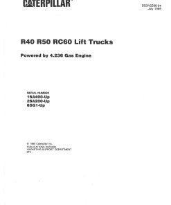 Caterpillar R40, R50, RC60 Medium Pneumatic 4-5ton Serial 16A400 26A200 6SG1-up Forklift Parts Catalog Manual PDF Download