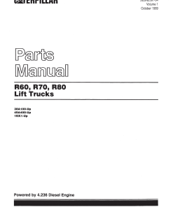 Caterpillar R60, R70, R80 VOL.1&2 Medium Pneumatic 4-5ton Serial 38A100 49A400 1KK1-up Forklift Parts Catalog Manual PDF Download