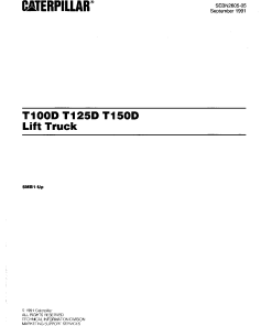 Caterpillar T100D T125D T150D CushionTire Forklift Parts Catalog Manual PDF Download