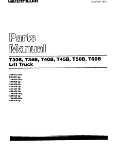 Caterpillar T30B, T-35 40 45 50 55 60 -B CushionTire Forklift Parts Catalog Manual PDF Download
