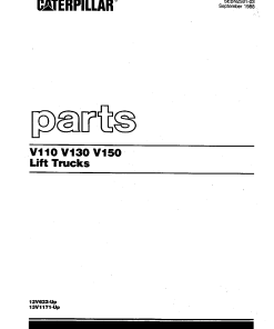 Caterpillar V110,V130, V150 serial 12V622-up, 13V1171-up Forklift Parts Catalog Manual PDF Download