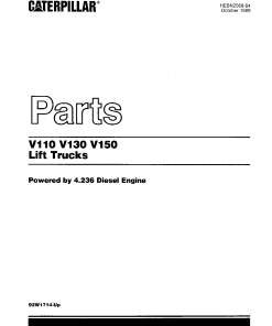 Caterpillar V110,V130, V150 serial 92W1714-up Forklift Parts Catalog Manual PDF Download