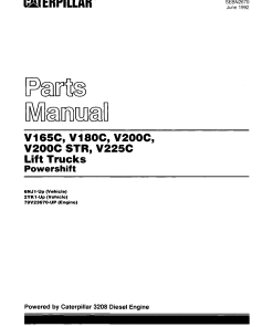 Caterpillar V200C STR, V-165 180 200 225- C Large Pneumatic 6-16ton Forklift Parts Catalog Manual PDF Download