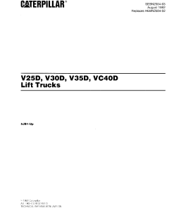 Caterpillar V25D, V30D, V35D, VC40D Serial 5JB1-up Forklift Parts Catalog Manual PDF Download