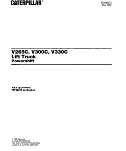 Caterpillar V265C, V300C, V330C Large Pneumatic 6-16ton Forklift Parts Catalog Manual PDF Download