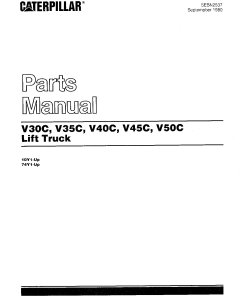 Caterpillar V30C, V40C, V50C Serial 10Y1-up, 74Y1-up Forklift Parts Catalog Manual PDF Download