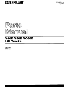 Caterpillar V40D, V50D, VC60D Serial 3FC1-up, 29RB1-up Forklift Parts Catalog Manual PDF Download