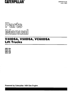 Caterpillar V40DSA, V50DSA, VC60DSA Serial 54BC1, 9SB1, 2NC1, 4CC1-up Forklift Parts Catalog Manual PDF Download