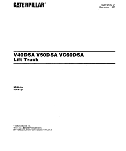 Caterpillar V40DSA, V50DSA, VC60DSA Serial 5AC1-up, 5BC1-up Forklift Parts Catalog Manual PDF Download
