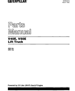 Caterpillar V40E, V50E serial 4EG1-up, 5NG1-up Forklift Parts Catalog Manual PDF Download