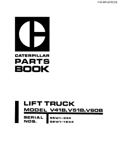 Caterpillar V41B, V51B, V60B serial 55W1-334, 58W1-1934 Forklift Parts Catalog Manual PDF Download