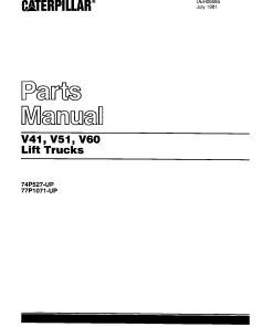 Caterpillar V41B, V51B, V60B serial 74P527-up, 77P1071-up Forklift Parts Catalog Manual PDF Download