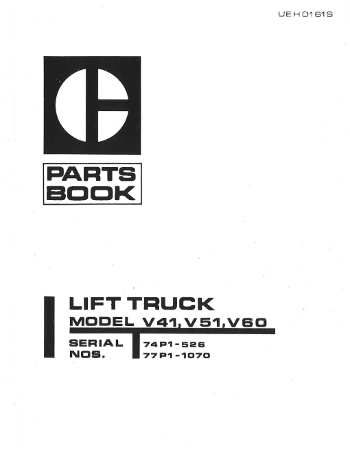 Caterpillar V41B, V51B, V60B serial 874P1-525, 77P1-1070 Forklift Parts Catalog Manual PDF Download