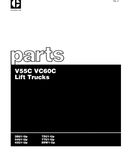 Caterpillar V55C, VC60C VOL.2 Serial 38 44 45 75 77 U1-up, 89W1 Forklift Parts Catalog Manual PDF Download