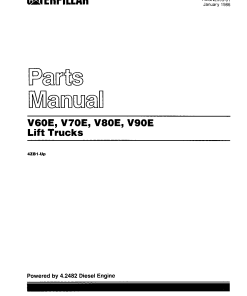 Caterpillar V60E, V70E, V80E, V90E Serial 4ZB1-up Forklift Parts Catalog Manual PDF Download