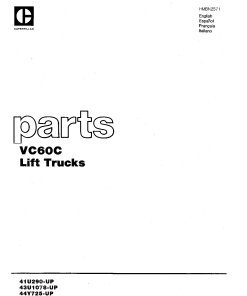 Caterpillar VC60C Serial 41U290, 43U1078, 44Y725-up Forklift Parts Catalog Manual PDF Download