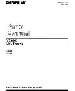 Caterpillar VC60C -VOL 1&2 Serial 41U1 43U1 44Y1-up Forklift Parts Catalog Manual PDF Download