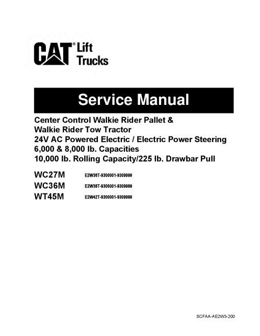 Caterpillar WC27M WC36M WT45M Custom Forklift Repair Service Workshop Manual PDF Download