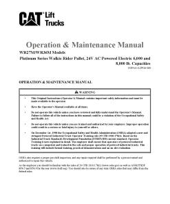Caterpillar WR27M WR36M Custom Forklift Operation Maintenance Manual PDF Download