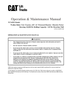 Caterpillar WT45M Custom Forklift Operation Maintenance Manual PDF Download