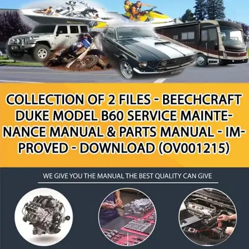 Collection Of 2 Files - Beechcraft Duke Model B60 Service Maintenance Manual & Parts Manual - Improved - Download (OV001215)