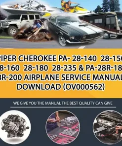 Piper Cherokee Pa- 28-140 28-150 28-160 28-180 28-235 & Pa-28R-180 28R-200 Airplane Service Manual - Download (OV000562)