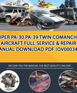 Piper Pa-30 Pa-39 Twin Comanche Aircraft Full Service & Repair Manual Download Pdf (OV000349)