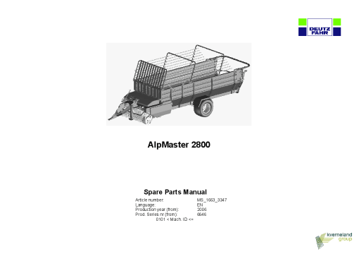 Deutz-Fahr AlpMaster 2800 Parts Manual Catalog Pdf Download