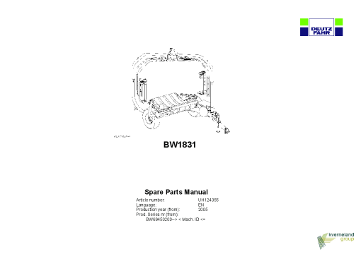 Deutz-Fahr BW1831 Bale wrapper 2005 Parts Manual Catalog Pdf Download