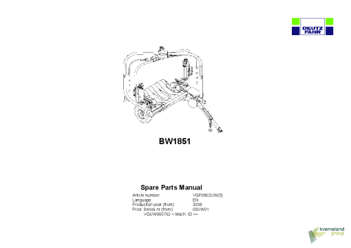 Deutz-Fahr BW1851 Bale wrapper Round wrapper 2008 Operation Maintenance Manual PDF download