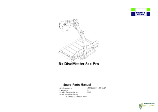 Deutz-Fahr Bx DiscMaster 8xx Pro 2013 Parts Manual Catalog Pdf Download