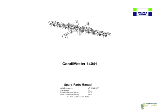 Deutz-Fahr CondiMaster 14041 Tedders 2009 Parts Manual Catalog Pdf Download