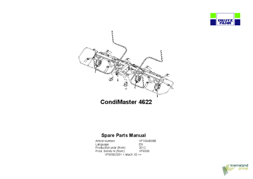 Deutz-Fahr CondiMaster 4622 Tedders 2012 Parts Manual Catalog Pdf Download