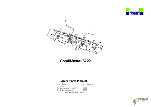 Deutz-Fahr CondiMaster 5222 Tedders 2012 Parts Manual Catalog Pdf Download