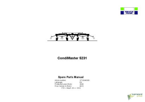 Deutz-Fahr CondiMaster 5231 Tedders 2008 Parts Manual Catalog Pdf Download