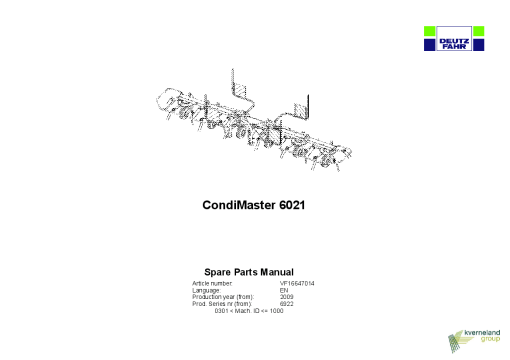 Deutz-Fahr CondiMaster 6021 Tedders 2009 Parts Manual Catalog Pdf Download