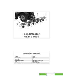 Deutz-Fahr CondiMaster 6821 7621 Rakes 2008 Operation Maintenance Manual PDF download