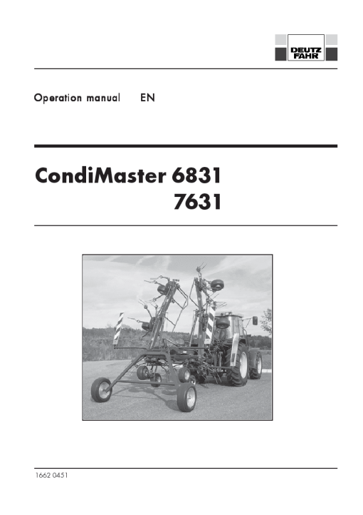 Deutz-Fahr CondiMaster 6831 7631 Tedders Operation Maintenance Manual PDF download