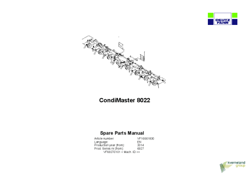 Deutz-Fahr CondiMaster 8022 Tedder 2014 Parts Manual Catalog Pdf Download