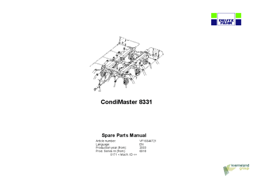 Deutz-Fahr CondiMaster 8331 Tedders 2003 Parts Manual Catalog Pdf Download
