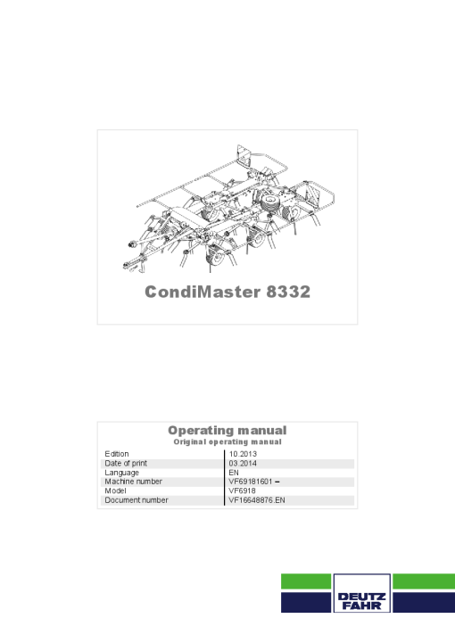 Deutz-Fahr CondiMaster 8332 Tedders 2013 Parts Manual Catalog Pdf Download