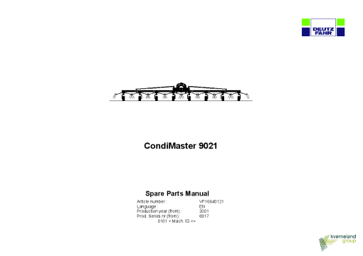 Deutz-Fahr CondiMaster 9021 Tedder 2001 Parts Manual Catalog Pdf Download